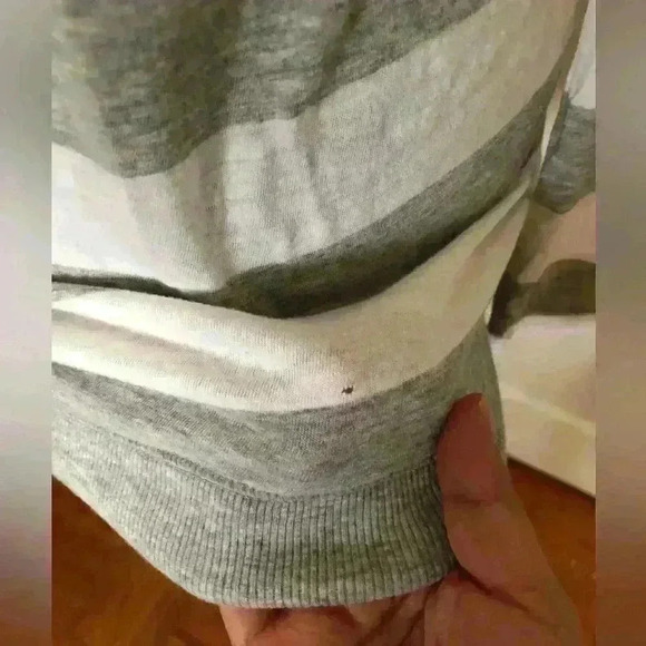 ARIZONA gray white striped light cotton cardigan with buttons women medium - Picture 5 of 5